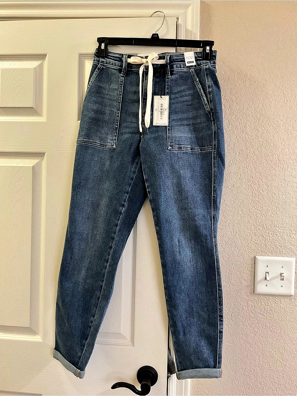 Judy Blue Sandy Springs High Rise Cuffed Jogger Jeans Blue Waist 5/27